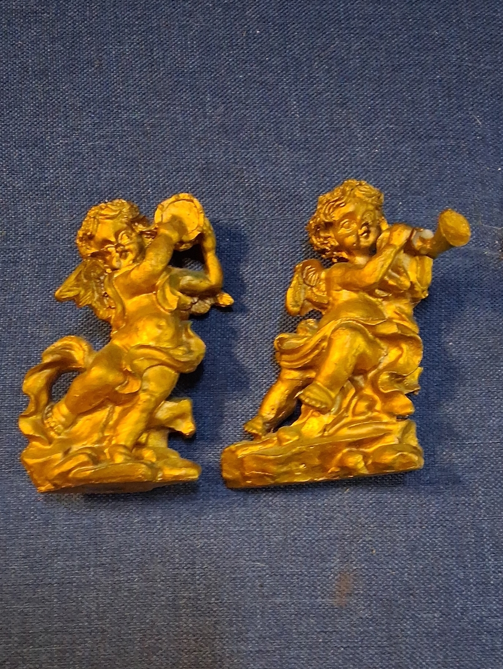 Gold Cherub Sculpture Pair - Decorative Wall Figures